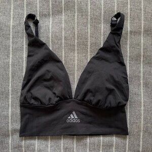 Adidas Black Sports Bra Medium Support Logo Athletic Bralette